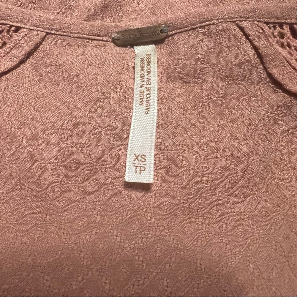 FREE PEOPLE Boho Dusty Rose Top Peasant Blouse Size XS - Picture 5 of 8